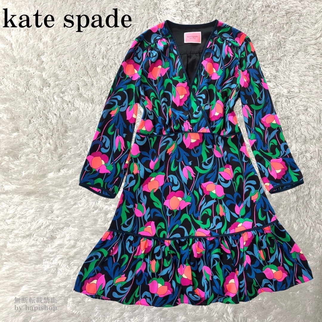 kate spade new york(ケイトスペードニューヨーク)のケイトスペード　フラワープリントワンピース　カシュクール レディースのワンピース(ひざ丈ワンピース)の商品写真