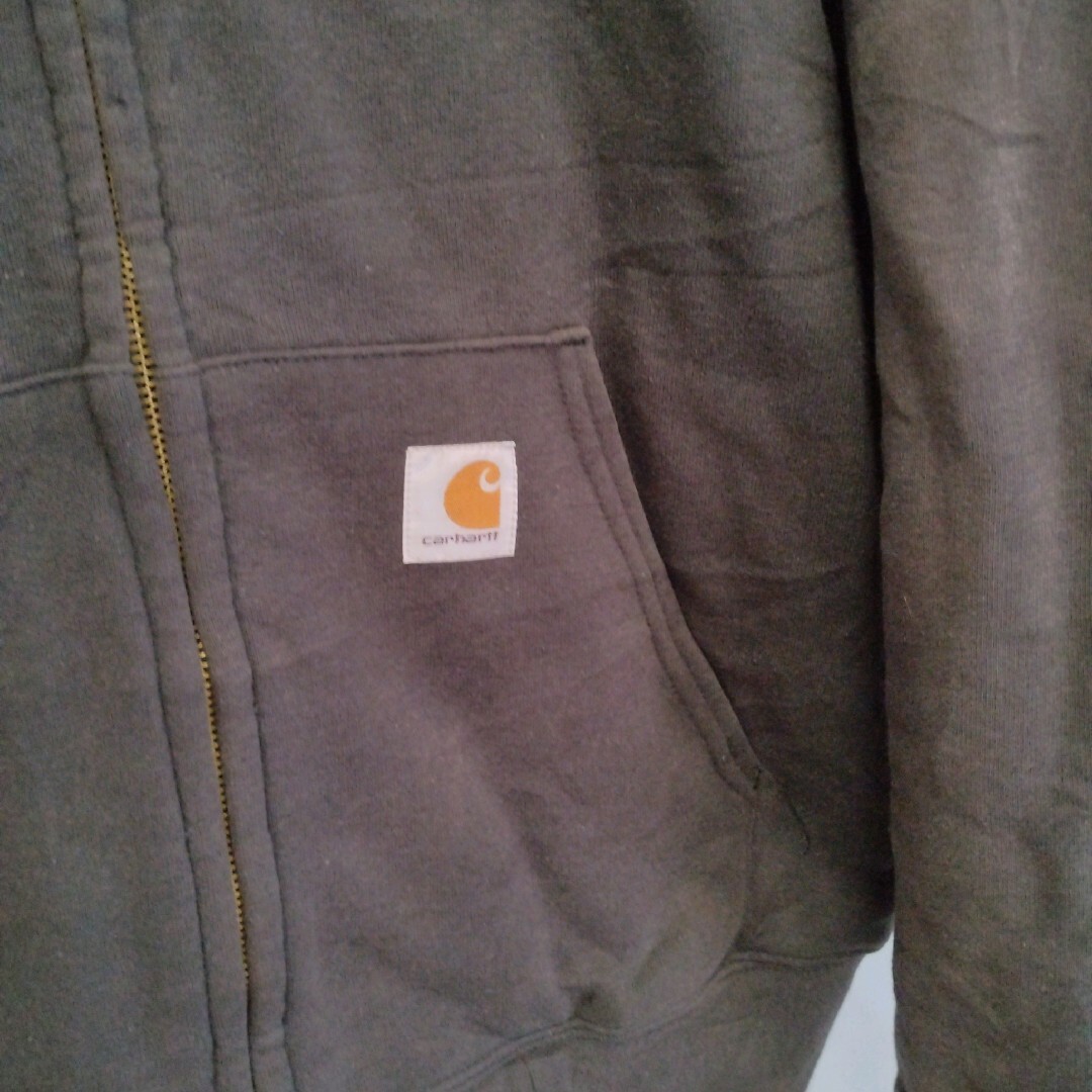 carhartt(カーハート)の古着　carhart　カーハート　90s フルジップパーカー　くすみブラック メンズのトップス(パーカー)の商品写真