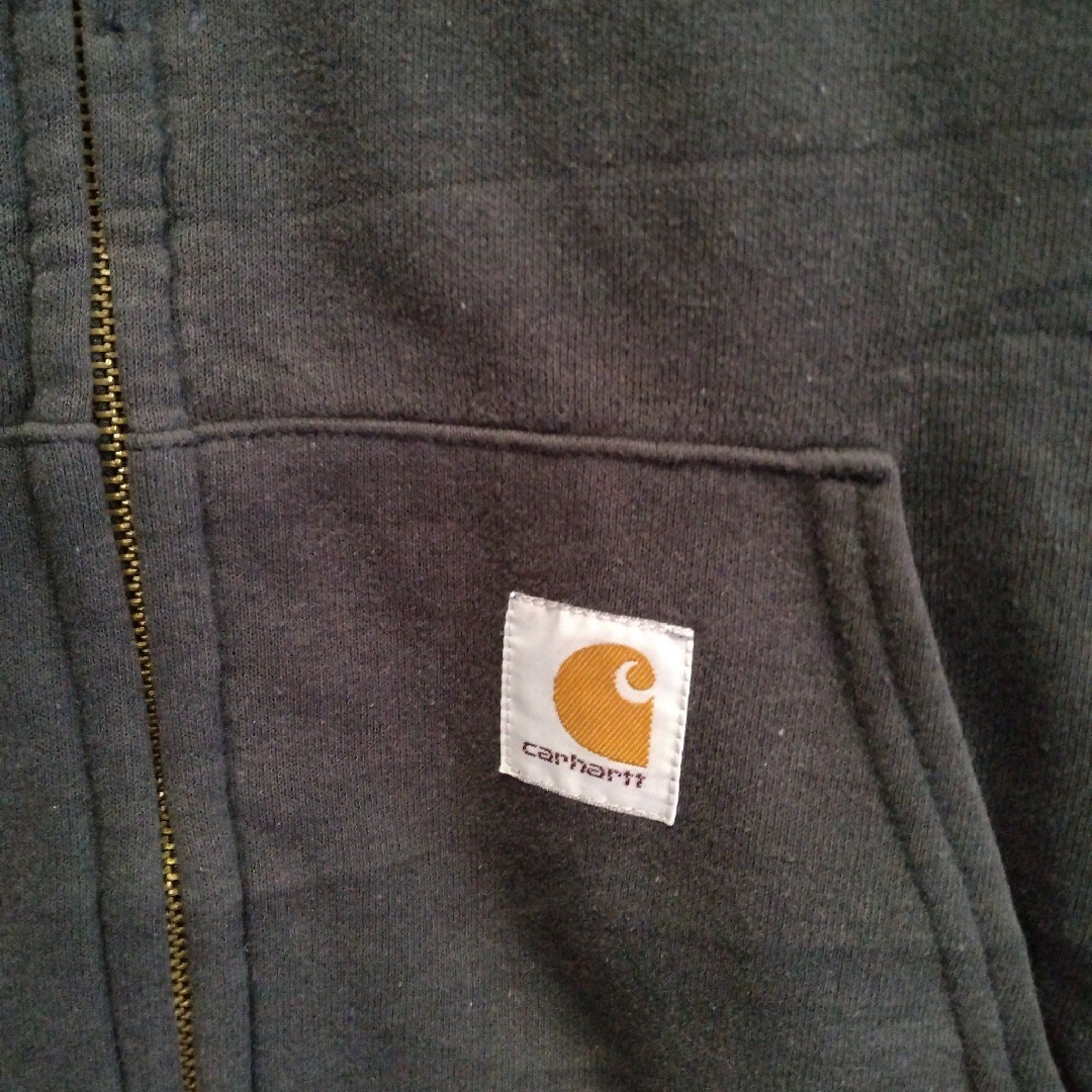 carhartt(カーハート)の古着　carhart　カーハート　90s フルジップパーカー　くすみブラック メンズのトップス(パーカー)の商品写真