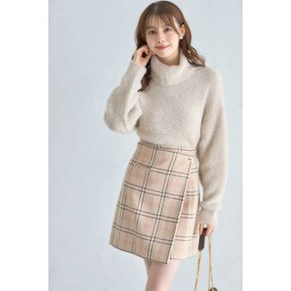 トッコクローゼット(TOCCO closet)のトッコクローゼット　チェック柄ラップミニスカート【lumes ルミス】(ひざ丈スカート)