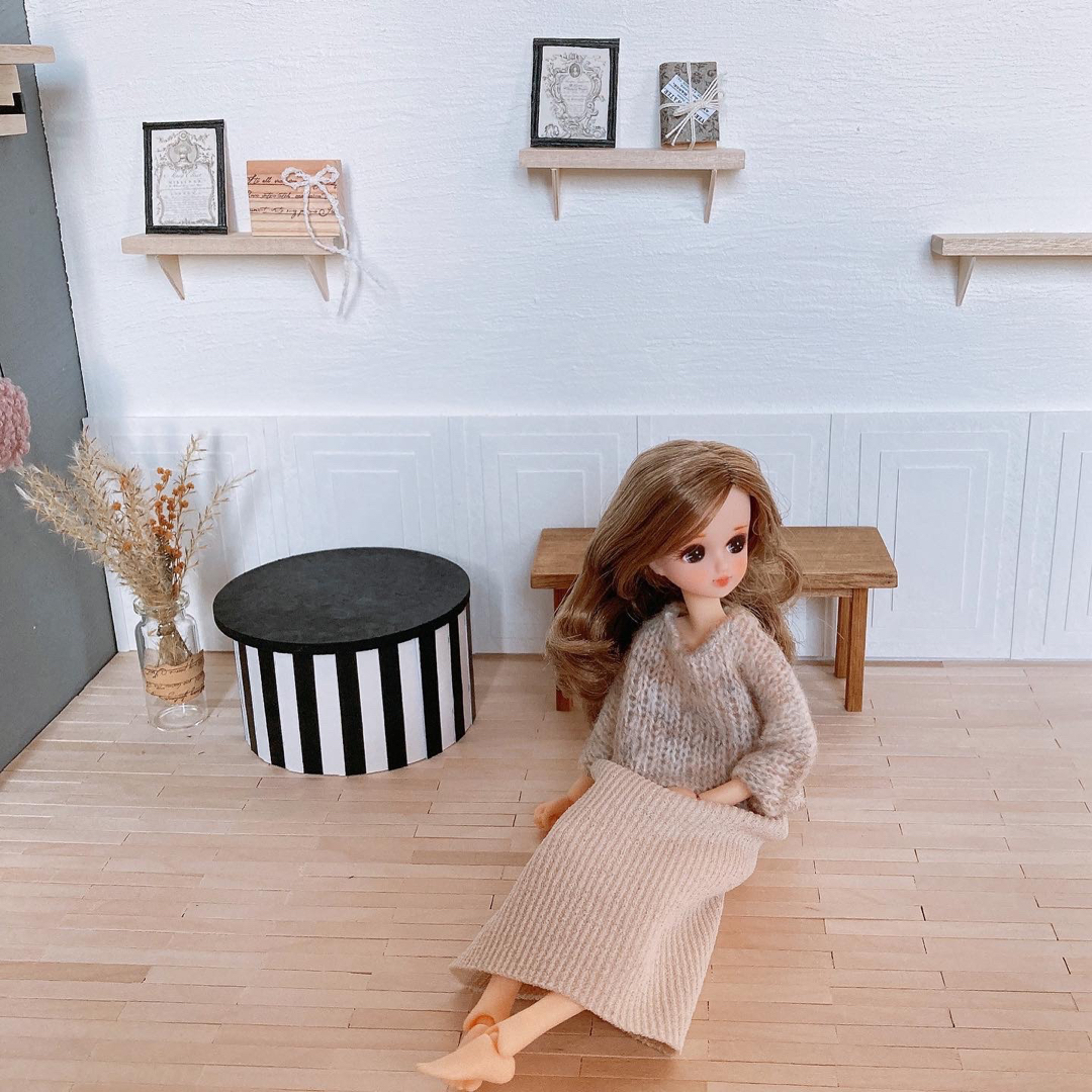 ミニチュア ドールハウス リカちゃん 背景ボード ブライス  壁 床 小物 雑貨 ハンドメイドのおもちゃ(ミニチュア)の商品写真