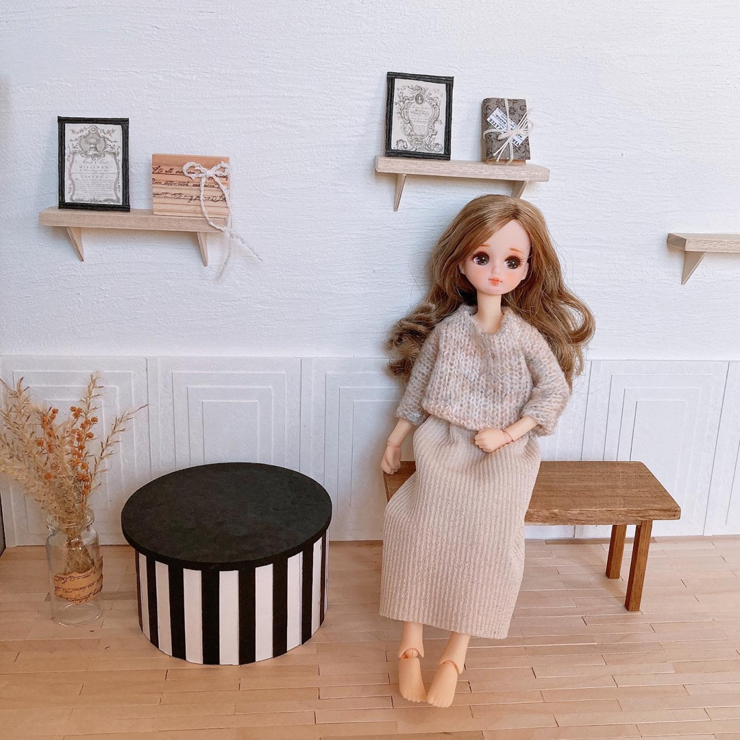 ミニチュア ドールハウス リカちゃん 背景ボード ブライス  壁 床 小物 雑貨 ハンドメイドのおもちゃ(ミニチュア)の商品写真