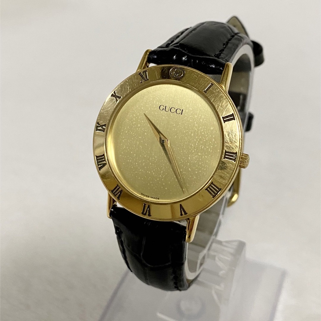 GUCCI グッチ 3000.2M ゴールド文字盤 QZ 1BKY メンズ腕時計 | フリマアプリ ラクマ