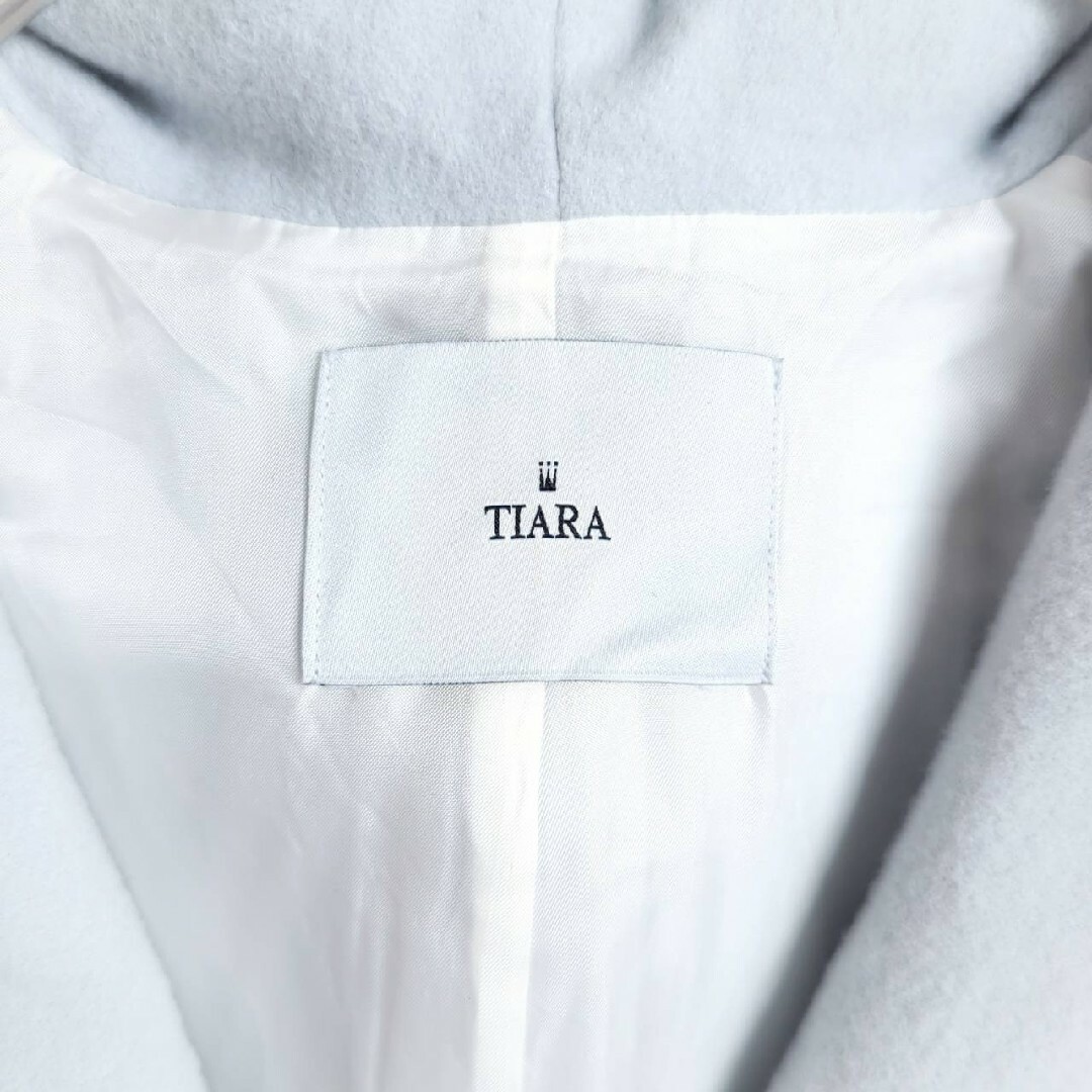 tiara(ティアラ)の人気♪ティアラ TIARA フーデッドロングコート アイスブルー メルローズ レディースのジャケット/アウター(ロングコート)の商品写真