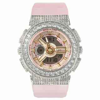 ベビージー(Baby-G)のG-SHOCK BABY-G ベイビーG BA-110 ピンク スケルトン カスタム Gショック CZダイヤ（キュービックジルコニア）ベゼル CZバックル付き(腕時計)