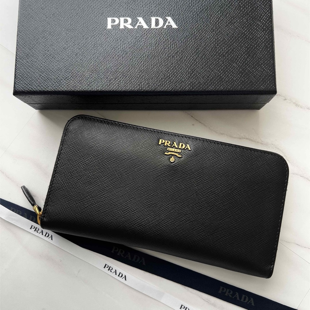 極上美品 PRADA プラダ 長財布 ラウンドファスナー