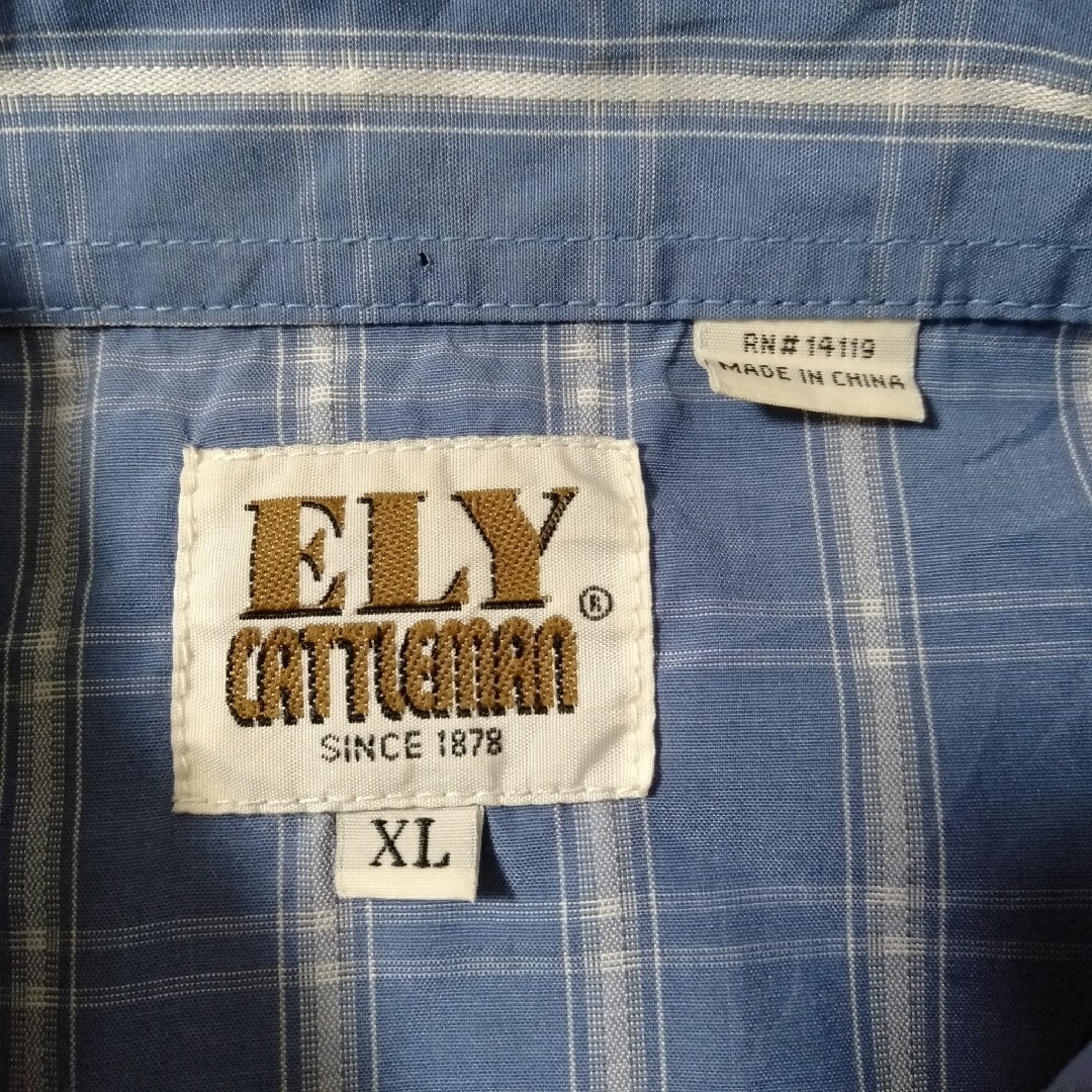 【ELY CATTLEMAN ウエスタンシャツXL チェック柄 海外古着A648 メンズのトップス(シャツ)の商品写真