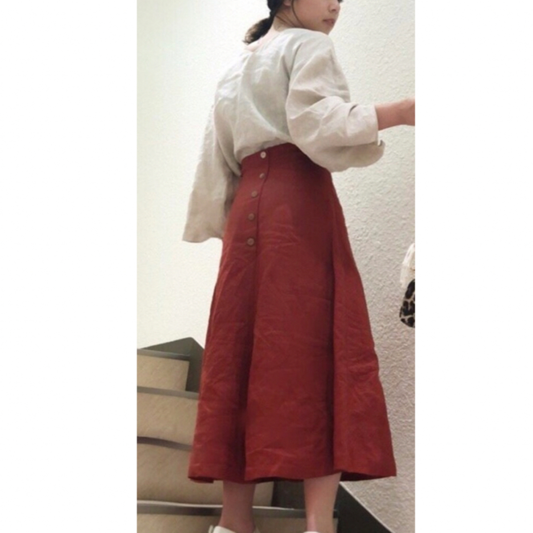 SNIDEL(スナイデル)のスナイデル  snidel リネン フレアスカート 麻 テラコッタ ブラウン 茶 レディースのスカート(ロングスカート)の商品写真