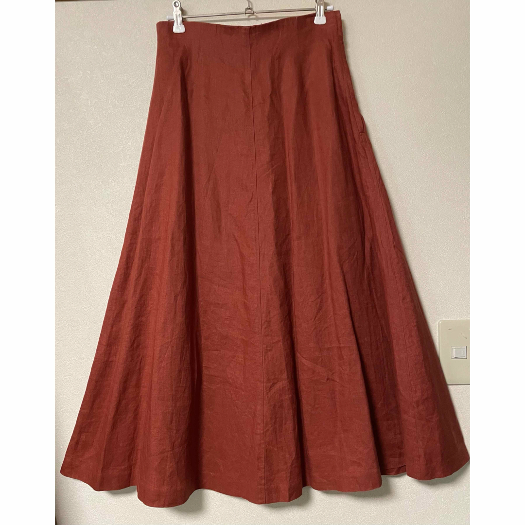 SNIDEL(スナイデル)のスナイデル  snidel リネン フレアスカート 麻 テラコッタ ブラウン 茶 レディースのスカート(ロングスカート)の商品写真
