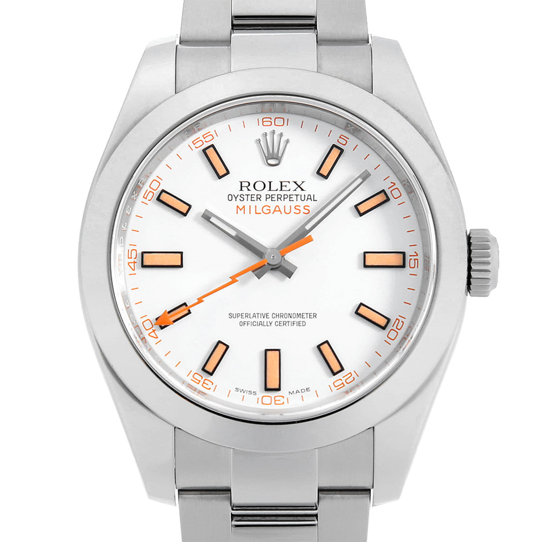 文字盤ロレックス ミルガウス 116400 ホワイト ランダム番 メンズ  腕時計