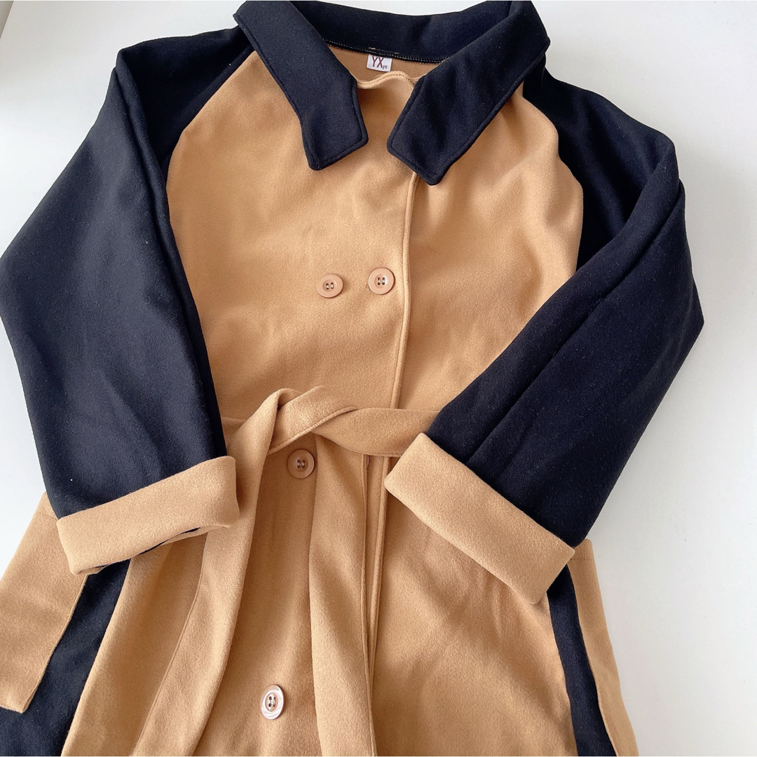 黒キャメル♡バイカラーコート レディースのジャケット/アウター(ロングコート)の商品写真