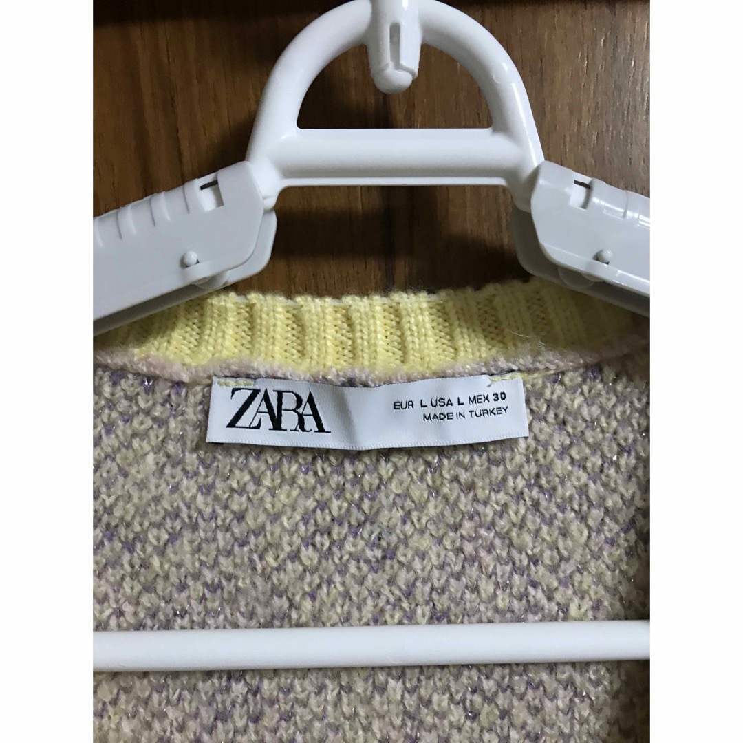 ZARA(ザラ)のZARA ザラ アーガイル柄 ニット カーディガン サイズL レディースのトップス(カーディガン)の商品写真
