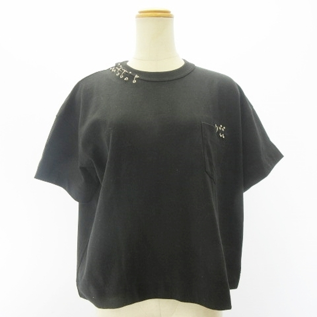 sacai(サカイ)のサカイ ピアス Tシャツ 半袖 コットン ブラック 2 ■GY09 メンズのトップス(Tシャツ/カットソー(半袖/袖なし))の商品写真