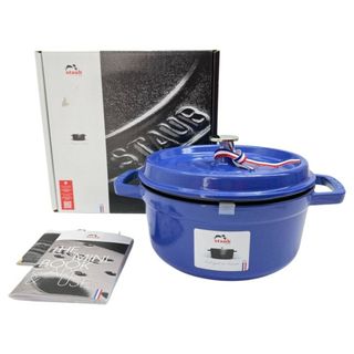 ストウブ(STAUB)の◆◆STAUB ストウブ ピコ ココット ラウンド 両手鍋　ほうろう 22cm 2.6L IH対応 ブルーベリー(鍋/フライパン)