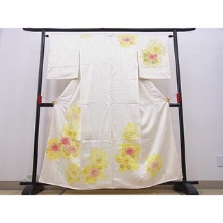 平和屋川間店■訪問着　手描き　牡丹文　銀彩　逸品　n-ds1023(着物)