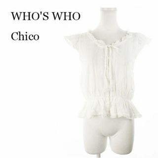 フーズフーチコ(who's who Chico)のフーズフーチコ 半袖ブラウス シャツ レース ペプラム 白 220426AH7A(シャツ/ブラウス(半袖/袖なし))