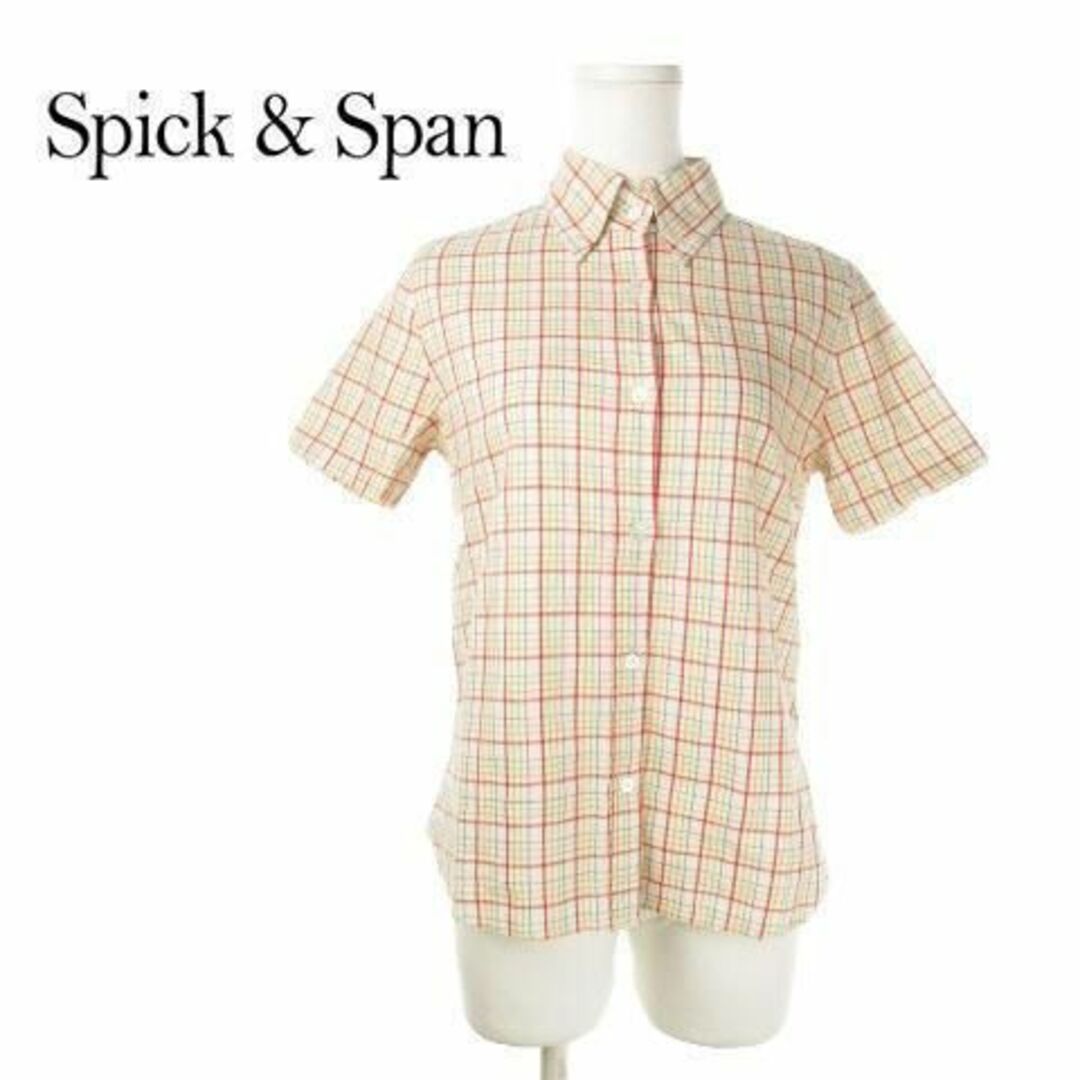 Spick & Span(スピックアンドスパン)のスピック&スパン ボタンダウンシャツ リネン混 ベージュ 210408IK10A レディースのトップス(シャツ/ブラウス(半袖/袖なし))の商品写真