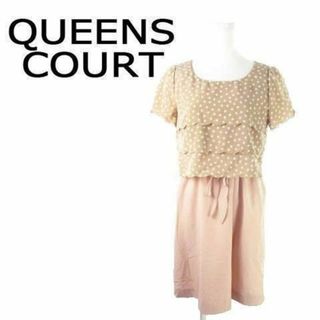 クイーンズコート(QUEENS COURT)のクイーンズコート ドッキングワンピース 1 サーモンピンク 210218MN1A(ミニワンピース)