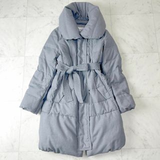 PLST - プラステ ロング ダウンコート グレー S ベルト付き ショールカラー PLST