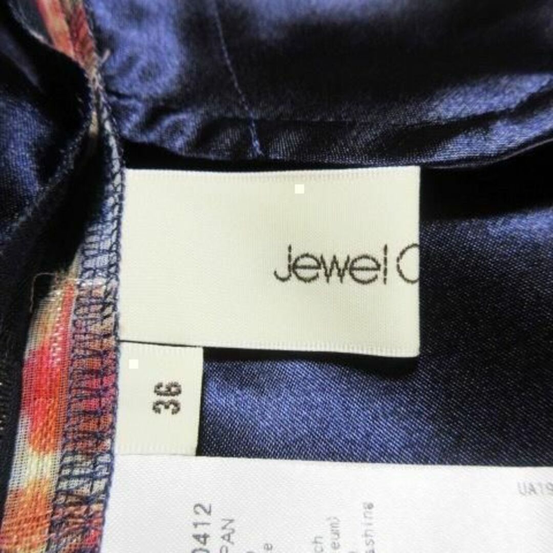 Jewel Changes(ジュエルチェンジズ)のジュエルチェンジズ キュロット 花柄 チェック 36 紺 210528CK6A レディースのパンツ(キュロット)の商品写真