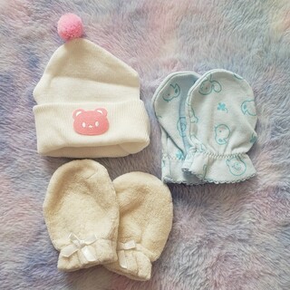 新生児帽子 ベビーミトン セット(手袋)