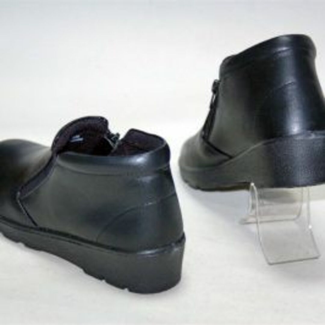 【軽量】通勤に！ソフト合皮ショートブーツ #6704 黒 22.5cm ◆新品 レディースの靴/シューズ(ブーツ)の商品写真