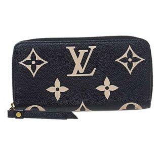 ルイヴィトン(LOUIS VUITTON)の　ルイ・ヴィトン LOUIS VUITTON モノグラム・アンプラント ジッピーウォレット M80481 ブラック×ベージュ レザー レディース 長財布(財布)