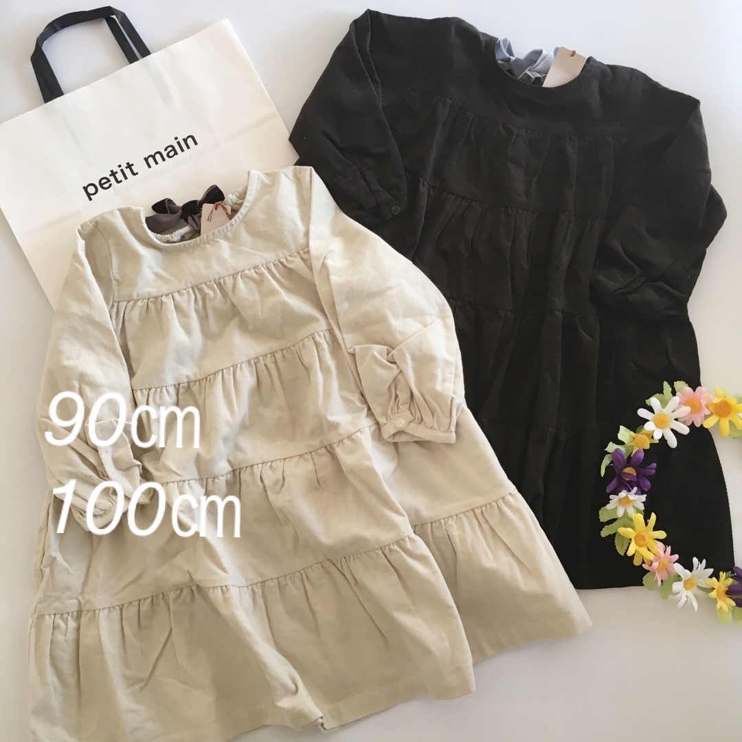 petit main(プティマイン)の新品♡petit main♡プティマイン♡ワンピース♡ティアード♡ユニクロ/ザラ キッズ/ベビー/マタニティのキッズ服女の子用(90cm~)(ワンピース)の商品写真