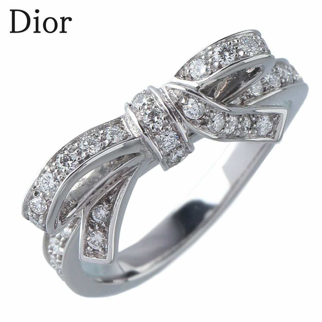 Christian Dior - ディオール ボウ ダイヤ リング リボン #51 750WG 新品仕上げ済 Christian Dior【15113】
