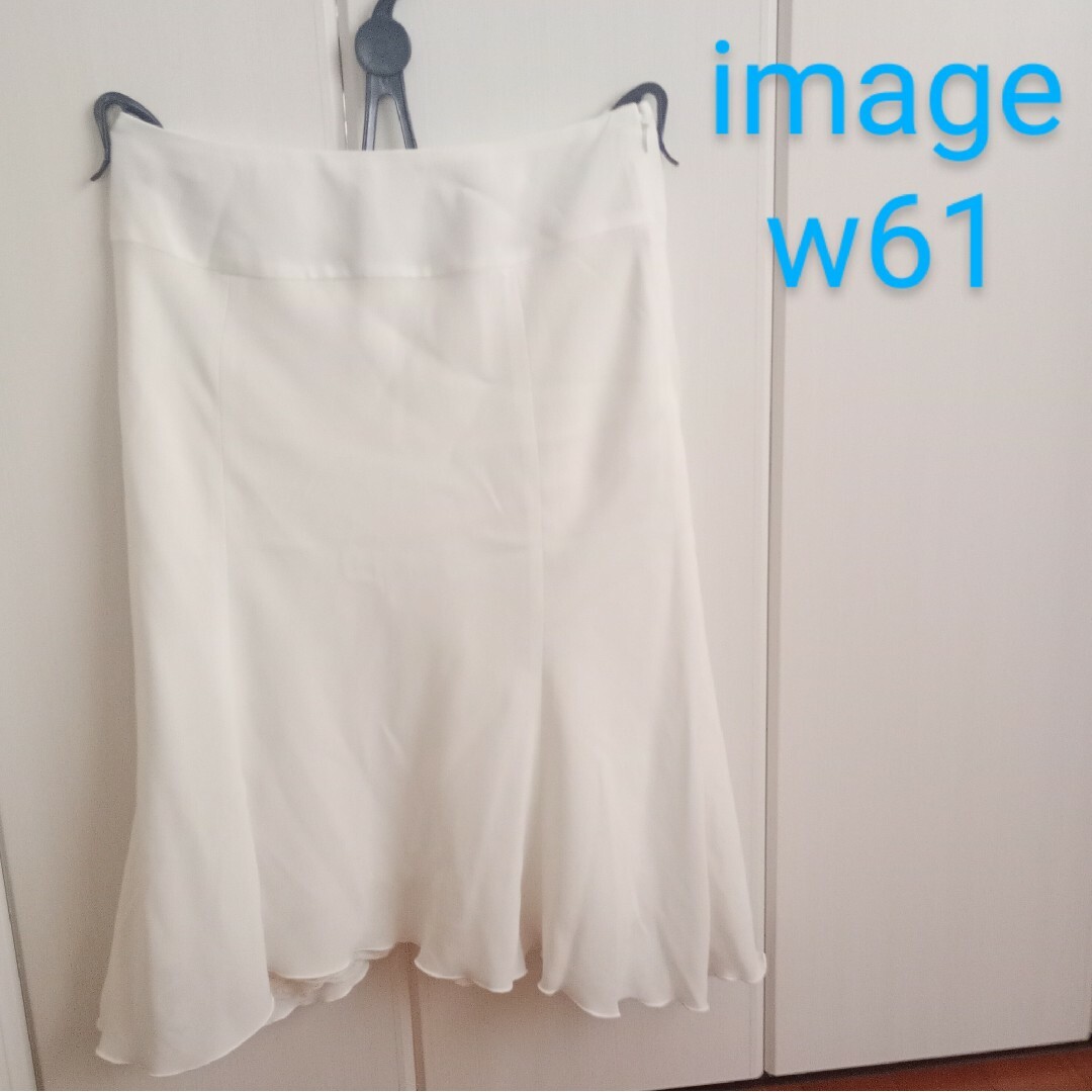IMAGE(イマージュ)の美品◆image◆裾フレアスカート◆白ホワイト系◆フェミニン レディースのスカート(ひざ丈スカート)の商品写真