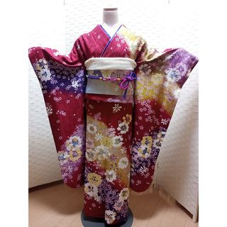 週末限定価格！☆used美品☆ 成人式 金駒刺繍 舞桜文 豪華振袖6点セット(振袖)