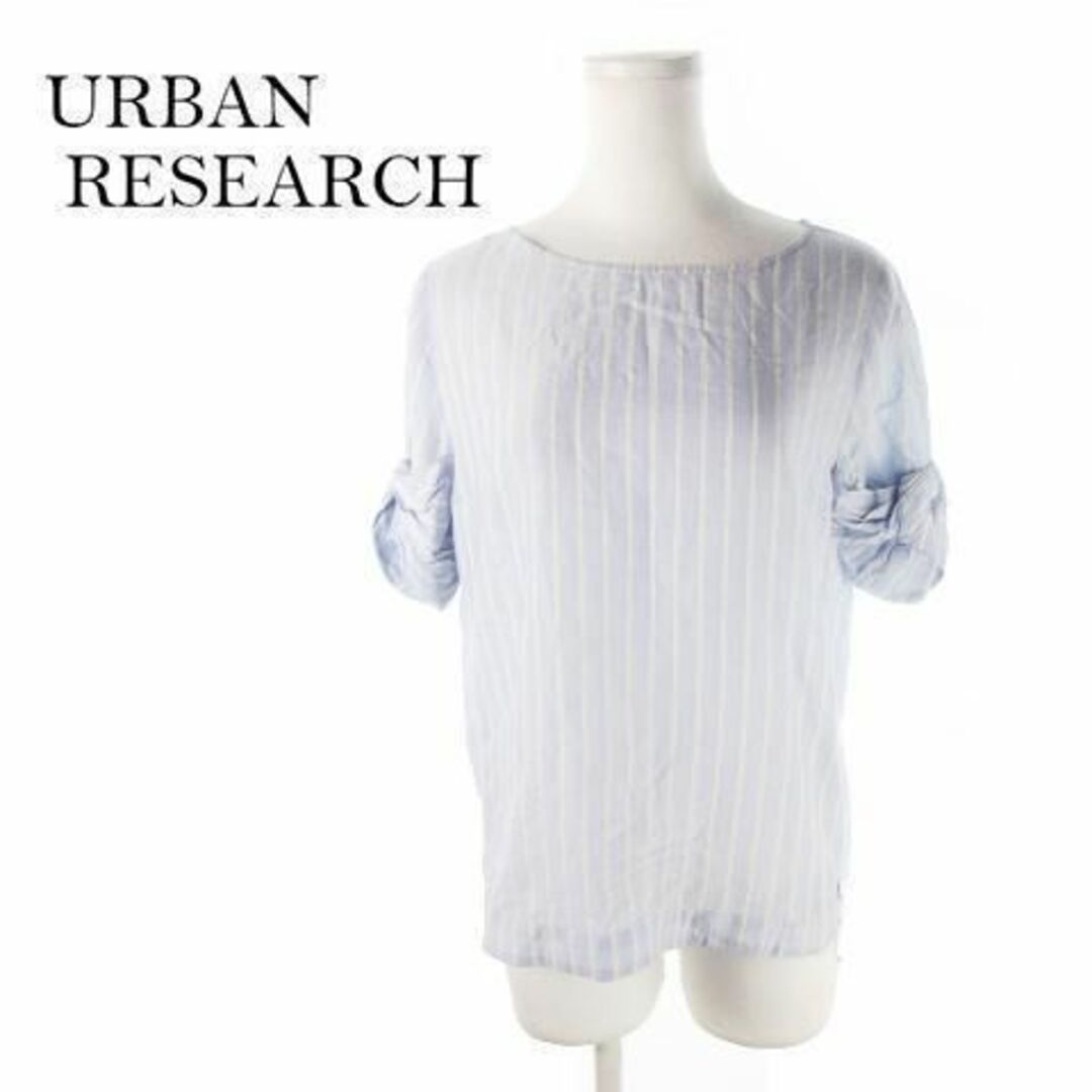 URBAN RESEARCH(アーバンリサーチ)のアーバンリサーチ ブラウス 半袖 ストライプ F 青 210305YH3A レディースのトップス(シャツ/ブラウス(半袖/袖なし))の商品写真