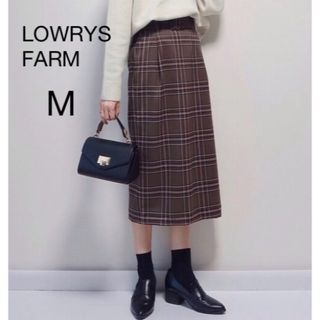 ローリーズファーム(LOWRYS FARM)の【美品】ローリーズファーム　チェックタイトスカート　M   カーキ(ロングスカート)