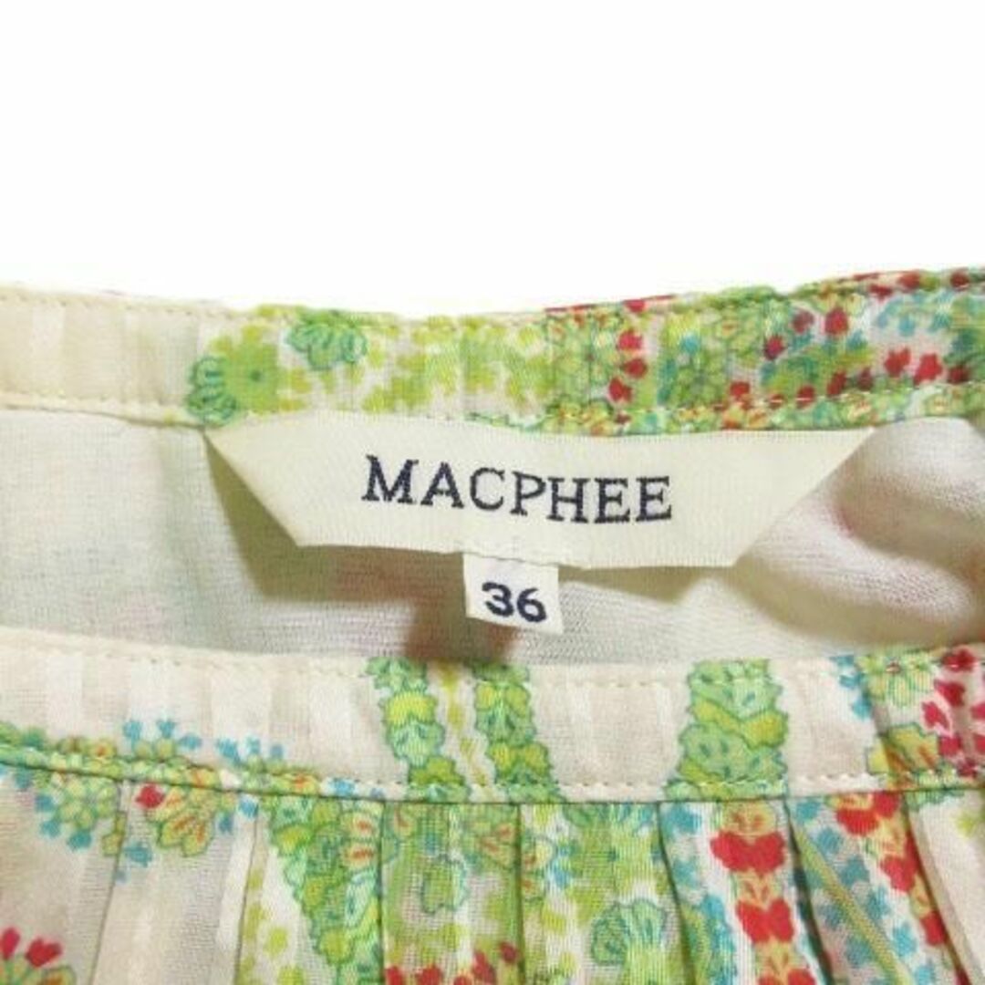 MACPHEE(マカフィー)のマカフィー ギャザースカート ひざ丈 総柄 36 緑 210308IK1A レディースのスカート(ひざ丈スカート)の商品写真