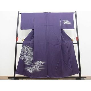 平和屋野田店■訪問着　手描き　草葉風景文　暈し染め　銀彩　逸品　n-fw4872(着物)