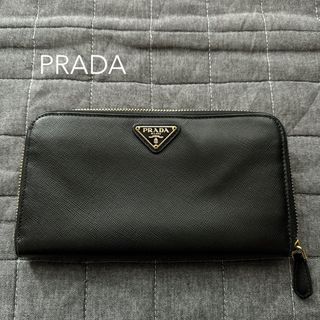 プラダ(PRADA)のPRADA プラダ 長財布 SAFFANO ラウンドファスナー ロゴ三角プレート(財布)