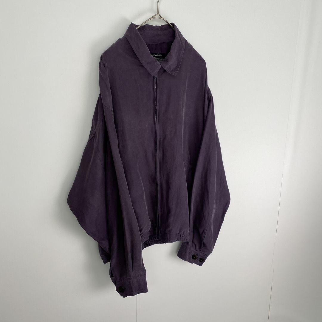 【ブルゾン　シルク100％　フルジップ　薄生地　紫　古着】 メンズのジャケット/アウター(ブルゾン)の商品写真