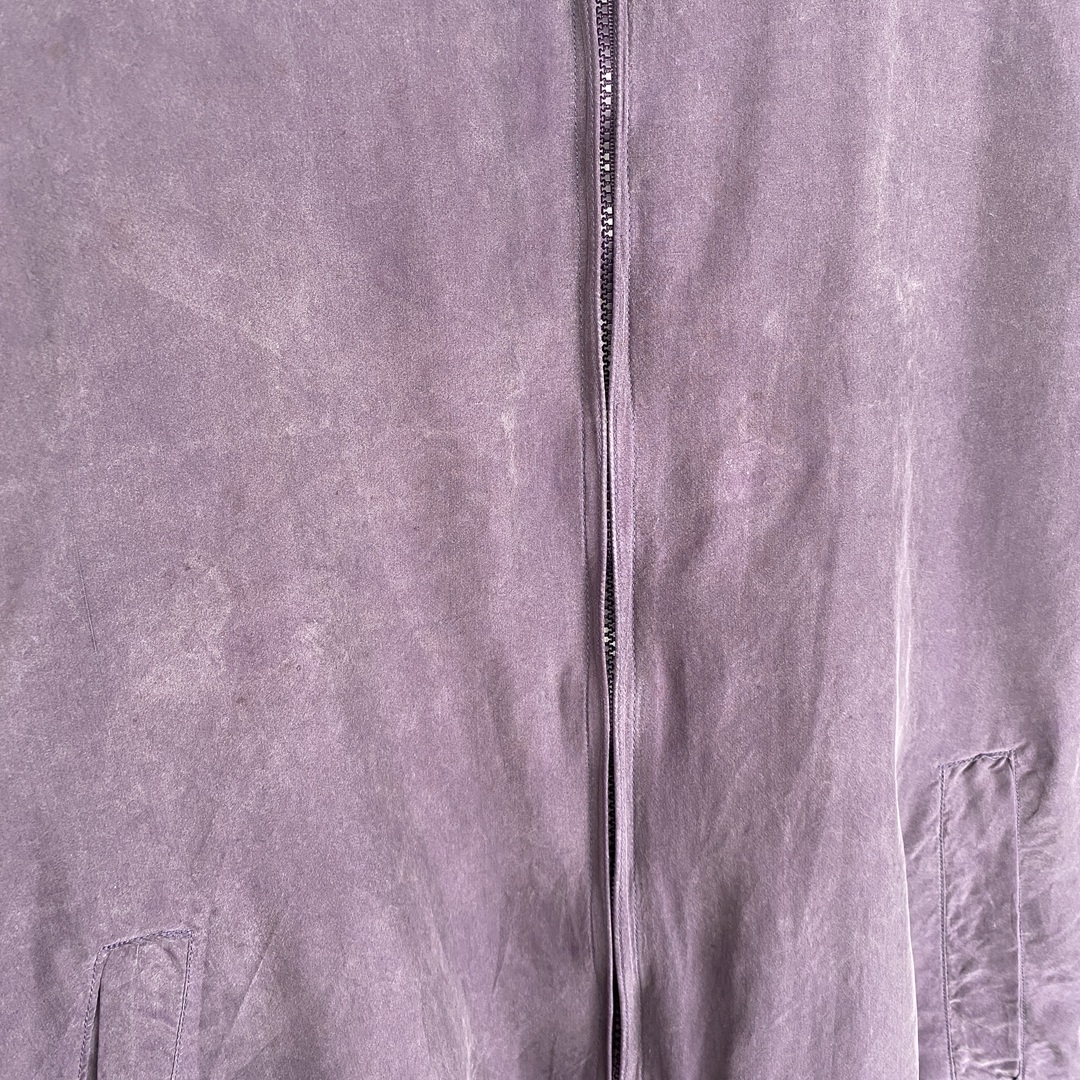 【ブルゾン　シルク100％　フルジップ　薄生地　紫　古着】 メンズのジャケット/アウター(ブルゾン)の商品写真