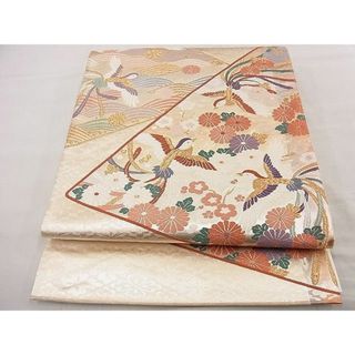 平和屋野田店■太鼓柄袋帯　唐織　鳳凰色紙花文　金糸　逸品　n-te0794(帯)