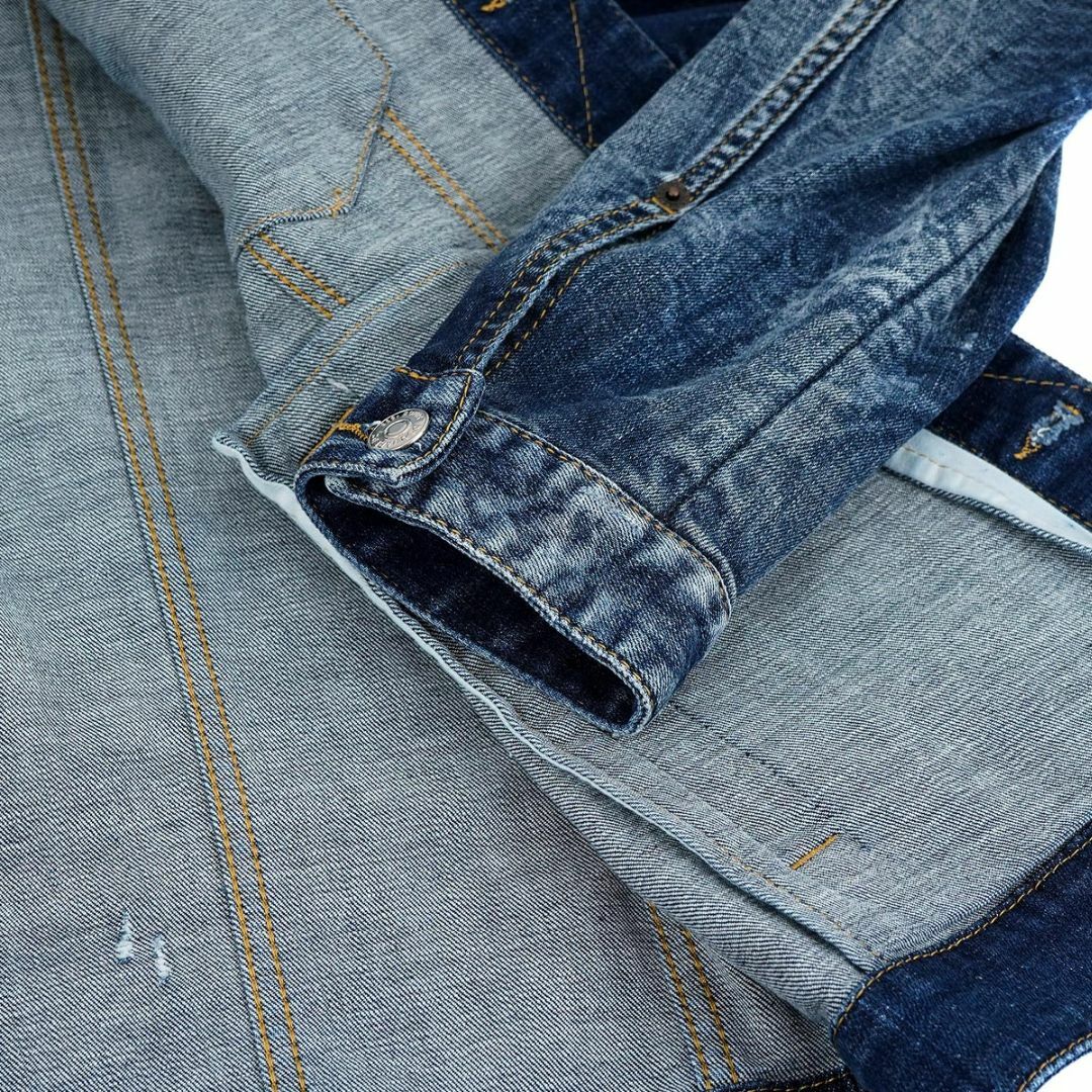 DSQUARED2(ディースクエアード)のDSQUARED2 ディースクエアード デニムジャケット S74AM1356 S30664 STAPLED MEDIUM STAPLED CLEAN WASH DAN JEAN メンズ ブルー サイズ50/L メンズのジャケット/アウター(Gジャン/デニムジャケット)の商品写真