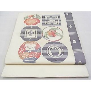 平和屋野田店■太鼓柄袋帯　すくい織　玩具花文　逸品　n-gh5228(帯)