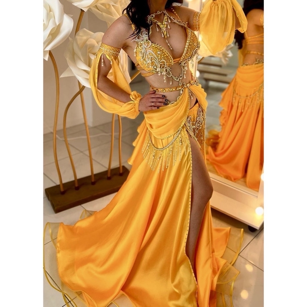 新品!BeSparklyベリーダンス衣装コスチュームbellyイエローIrina 新品!BeSparklyベリーダンス衣装コスチュームbellyイエローIrina