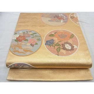 平和屋野田店■六通柄袋帯　唐織　草花丸文　金糸　逸品　n-yc5228(帯)