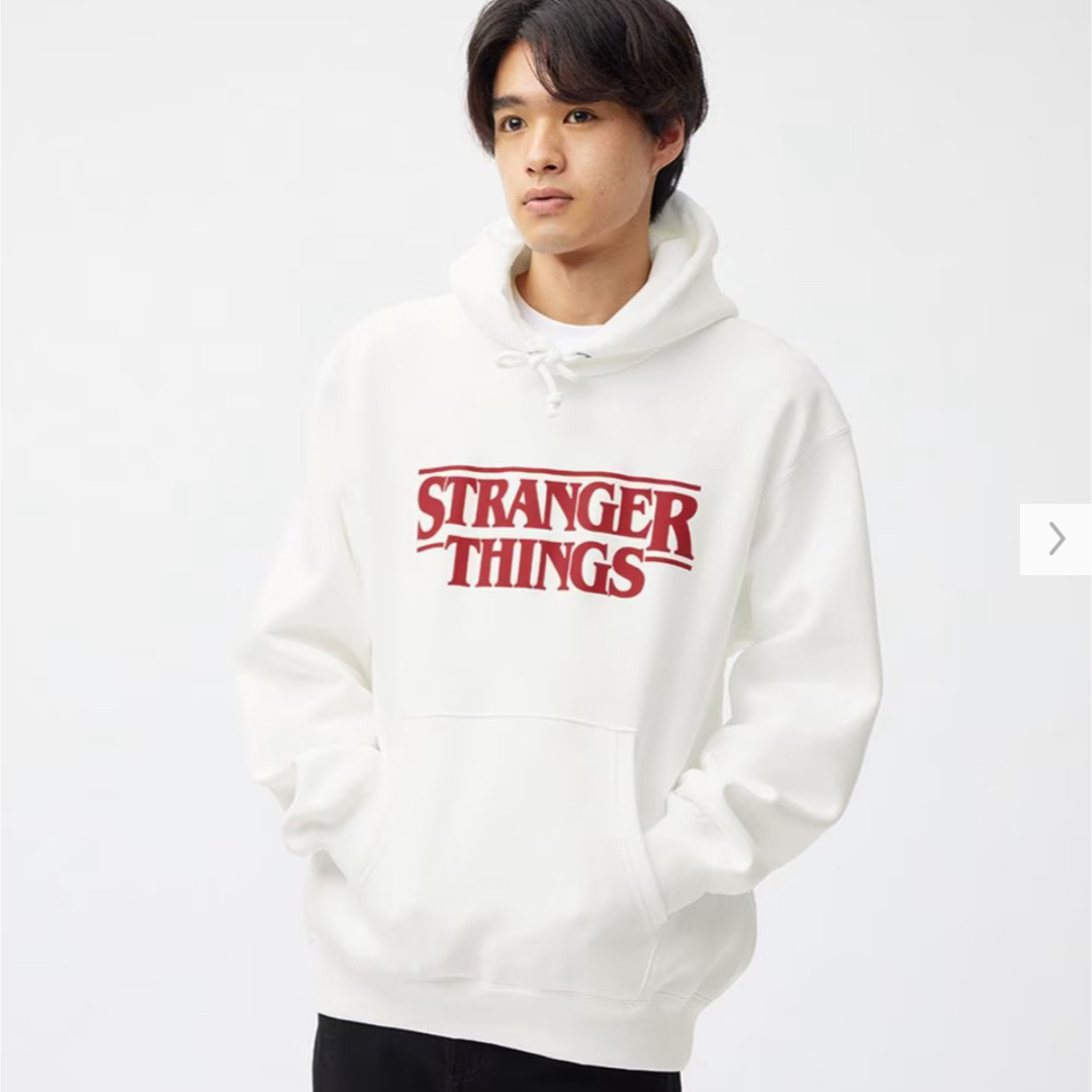 GU(ジーユー)の未使用 strangerthings gu ストレンジャーシングス パーカー 白 メンズのトップス(パーカー)の商品写真