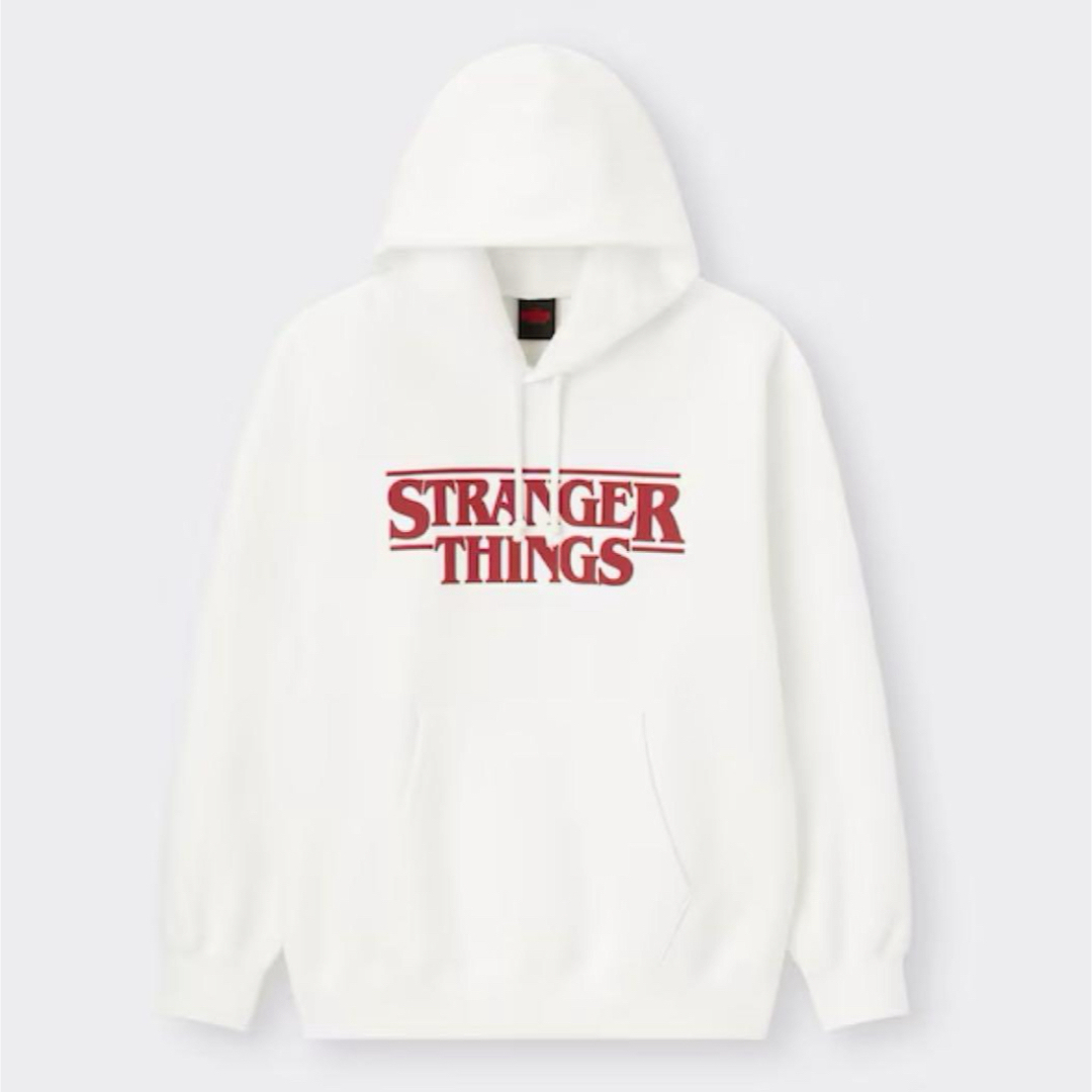 GU(ジーユー)の未使用 strangerthings gu ストレンジャーシングス パーカー 白 メンズのトップス(パーカー)の商品写真