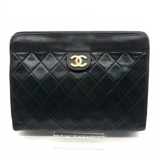 シャネル(CHANEL)の良品 CHANEL シャネル ココマーク ミニ マトラッセ ラムスキン クラッチ バッグ ブラック a1795(クラッチバッグ)