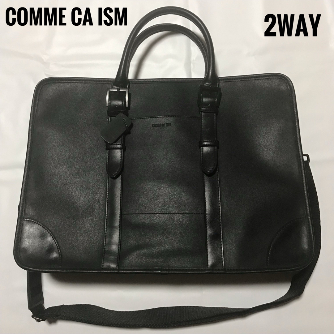 COMME CA ISM(コムサイズム)のコムサイズム　レザーバッグ　ビジネスバッグ　2WAY 黒　ブラック　B4　大容量 メンズのバッグ(ビジネスバッグ)の商品写真