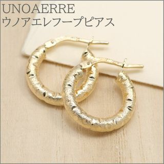 ウノアエレ(UNOAERRE)のウノアエレ【フープピアス】カッティングデザインピアス K18YG(ピアス)