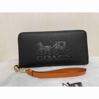 クロコ柄COACHコーチシンプルゴールドロゴラウンドファスナー長財布新品未使用