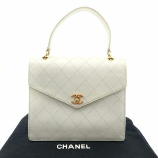 シャネル(CHANEL)の良品 CHANEL シャネル キャビアスキン マトラッセ ココマーク ターンロック ハンド バッグ ホワイト a1230 エ887(ハンドバッグ)